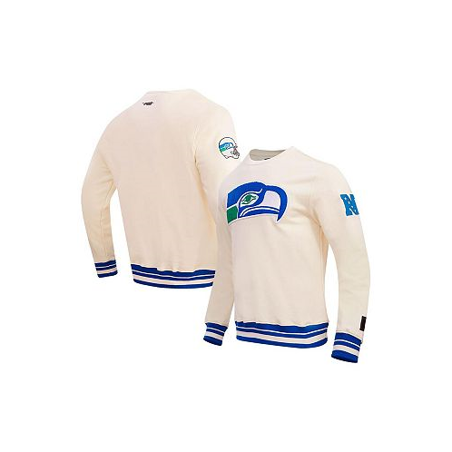 Pro Standard Mens Cream Seattle Seahawks Retro Classics Fleece Pullover Sweatshirt
