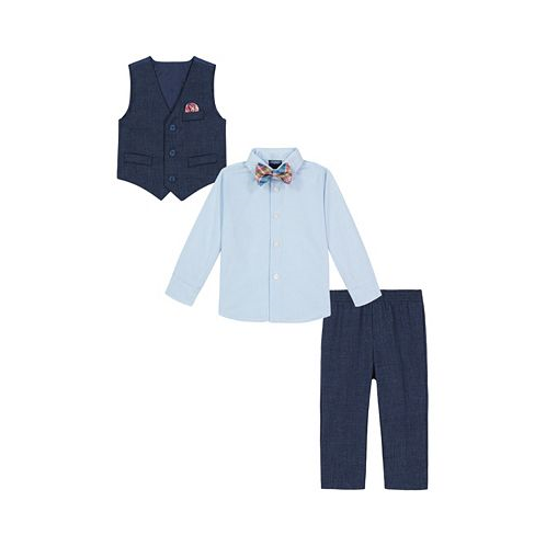Nautica Baby Boys Striated Shirt Vest Bowtie and Pants 4 Piece Set