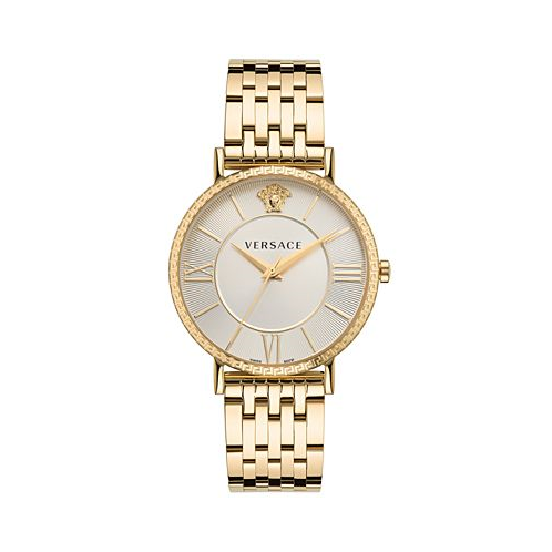 Versace Mens Swiss Gold Ion Plated Stainless Steel Bracelet Watch 42mm