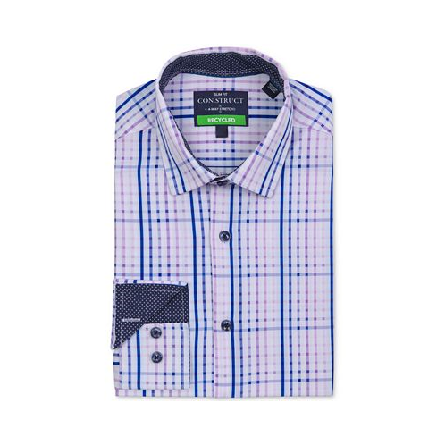 ConStruct Mens Recycled Slim Fit Plaid Performance Stretch Cooling Comfort Dress Shirt