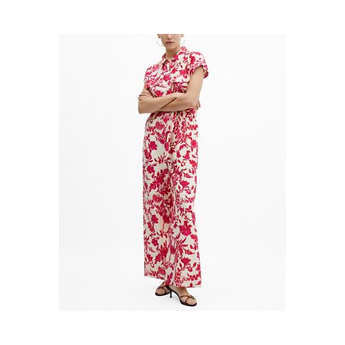 MANGO Womens Floral Print Jumpsuit