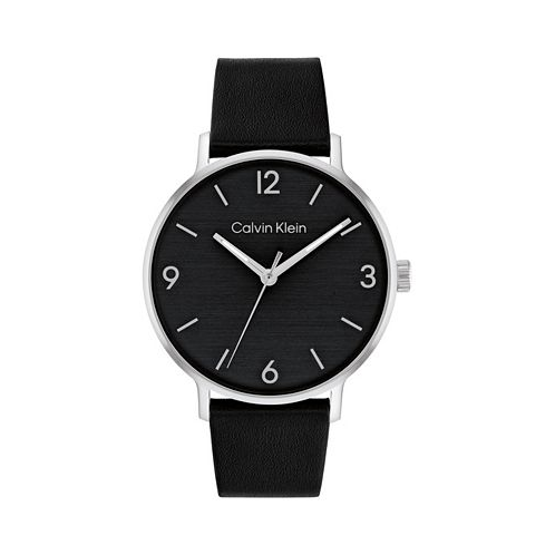 Calvin Klein Mens Modern Black Leather Watch 42mm