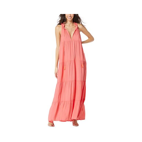 Vince Camuto Womens Tiered Maxi Dress Swim Cover-Up