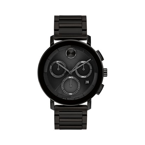 Movado Mens Swiss Chronograph Bold Evolution 2.0 Black Ion Plated Steel Bracelet Watch 42mm