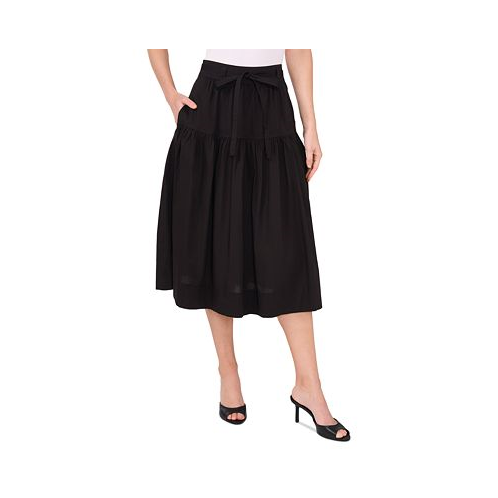 CeCe Womens Tie-Waist A-Line Midi Skirt