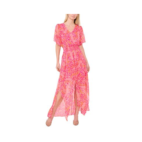 CeCe Womens Flutter-Sleeve Maxi Dress