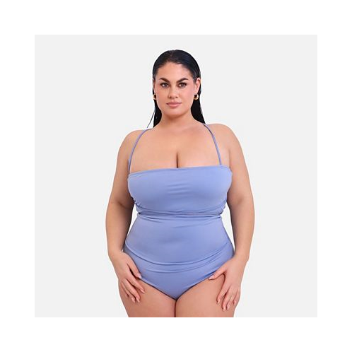 Rebdolls Plus Size Sunny Tie Waist One Piece Swimsuit - Sky Blue