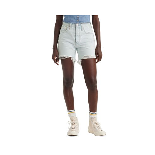 Levis 501 Mid-Thigh High Rise Straight Fit Denim Shorts