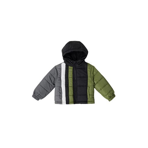BEARPAW Toddler Boys Colorblock Fleece Lined Puffer Coat with Hood