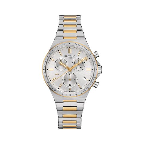 Certina Mens Swiss Chronograph DS-7 Two-Tone Stainless Steel Bracelet Watch 41mm