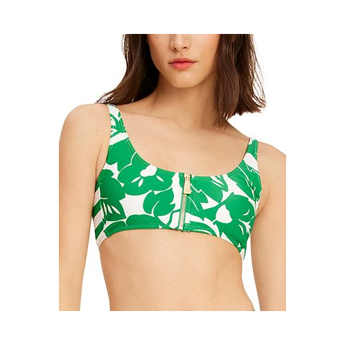 Kate spade new york Womens Printed Zip-Front Bikini Top