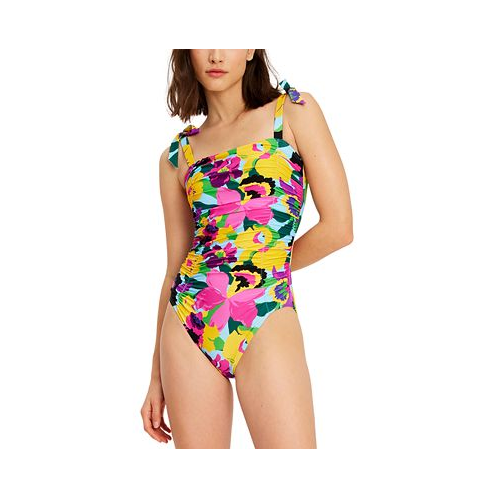 Kate spade new york Womens Floral Print Shirred One-Piece Swimsuit