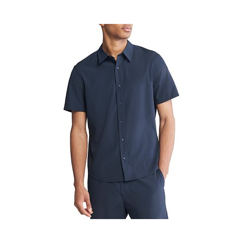 Calvin Klein Mens Short Sleeve Seersucker Button-Front Shirt