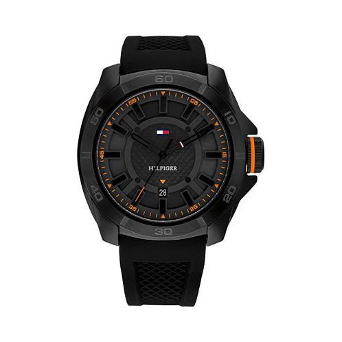 Tommy Hilfiger Mens Quartz Black Silicone Watch 46mm