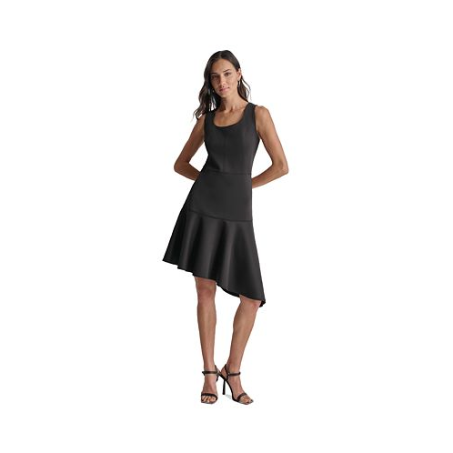 DKNY Womens Scoop-Neck Asymmetrical A-Line Dress