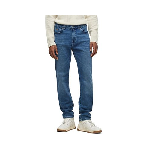 Hugo Boss Mens Mid-Blue Comfort-Stretch Regular-Fit Jeans