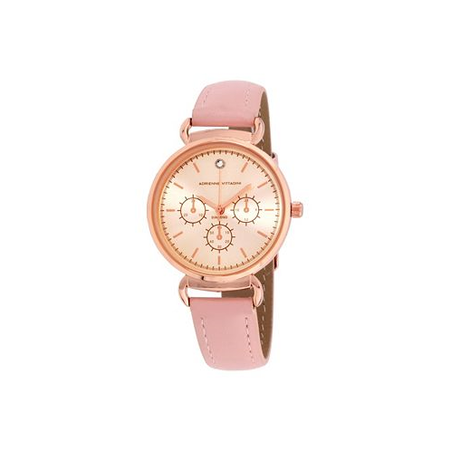 Adrienne Vittadini Womens Mock Chronograph and Blush Leather Strap Watch 36mm