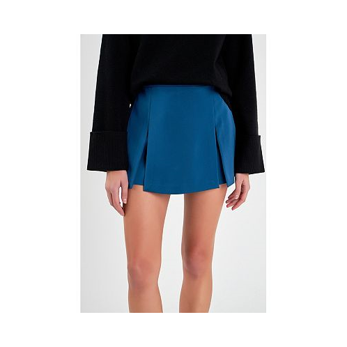 English Factory Womens Satin Single Pleat Skort