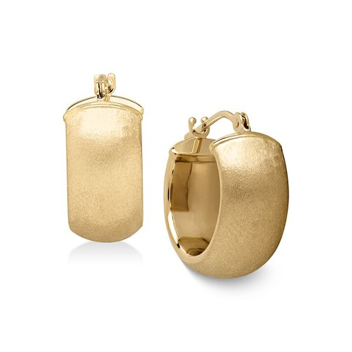 Macys Satin Huggie Hoop Earrings in 14k Gold 15mm