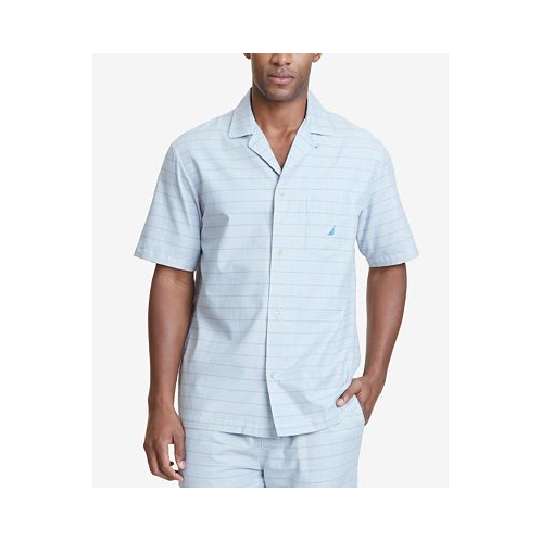 Nautica Mens Windowpane Plaid Cotton Pajama Shirt