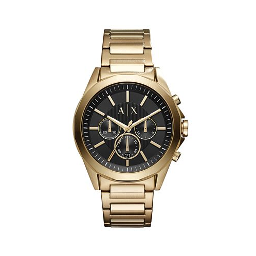A|X Armani Exchange Mens Chronograph Gold-Tone Stainless Steel Bracelet Watch 44mm
