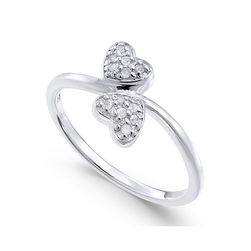 Macys Diamond Double Heart Ring (1/10 ct. t.w) in Sterling Silver
