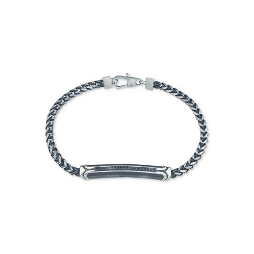 Esquire Mens Jewelry Diamond Link Bracelet (1/10 ct. t.w.) in Black or Blue Ion-Plated Stainless Steel
