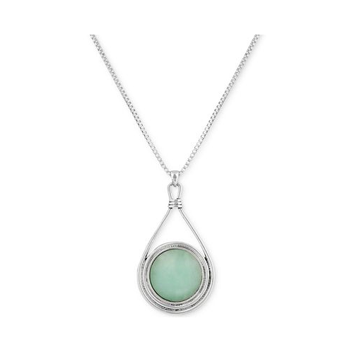 Lucky Brand Silver-Tone Round Stone Reversible 32 Pendant Necklace