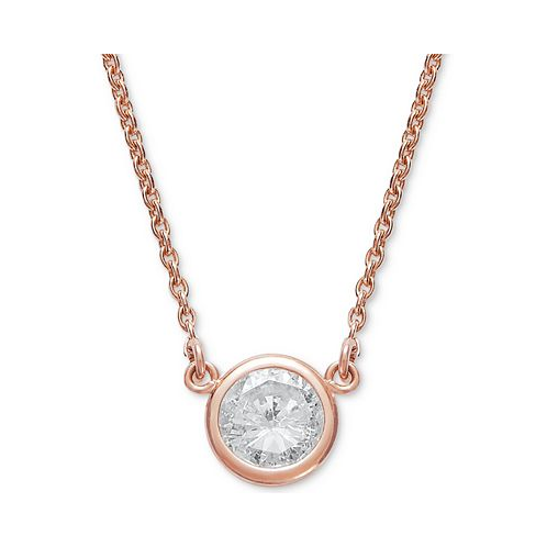 Macys Bezel-Set Diamond Pendant Necklace (1/5 ct. t.w.) in 14K Gold or White Gold