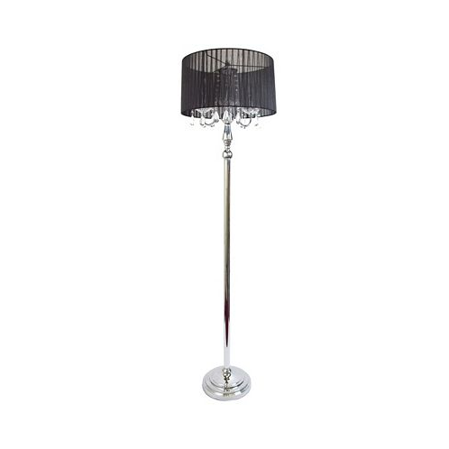 All The Rages Elegant Designs Trendy Romantic Sheer Shade Floor Lamp with Hanging Crystals