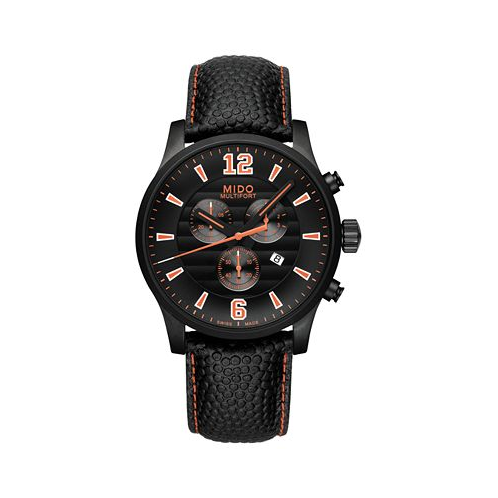 Mido Mens Swiss Chronograph Multifort Black Leather Strap Watch 42mm