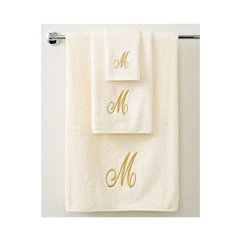 Avanti Monogram Initial Script Ivory & Gold Bath Towel 27 x 52