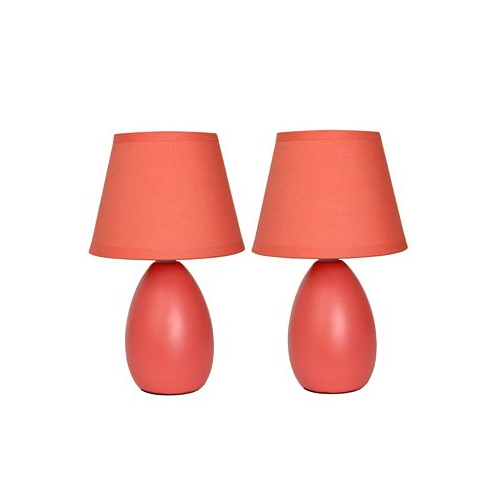 All The Rages Simple Designs Mini Egg Oval Ceramic Table Lamp 2 Pack Set