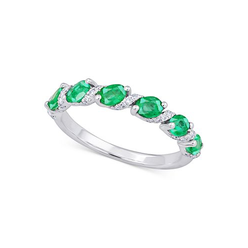 Macys Sapphire (1-1/4 ct. t.w.) & Diamond (1/8 ct. t.w.) Ring in 14k White Gold (Also Available in Emerald and Ruby)