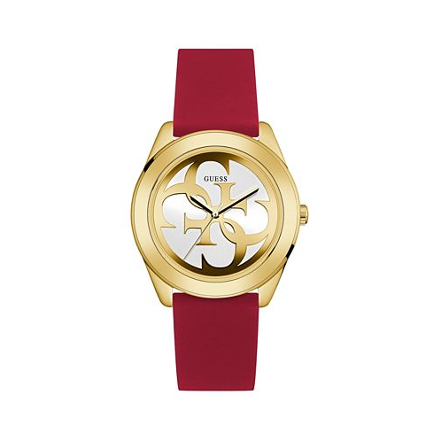 GUESS Womens Red Silicone Strap Watch 40mm