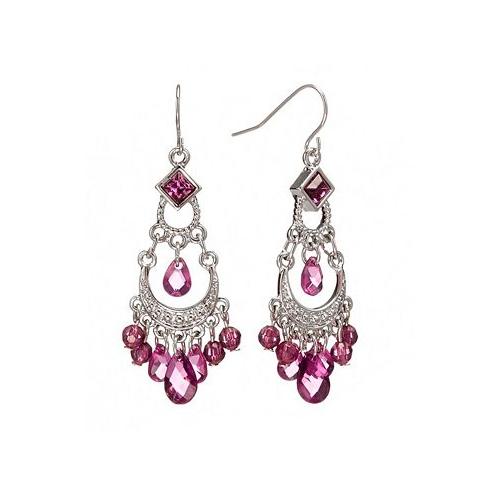 2028 Silver-Tone Amethyst Purple Crystal Chandelier Earrings
