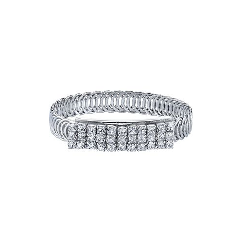 2028 Silver-Tone Clear Crystal Rhinestone Slim Belt Bracelet