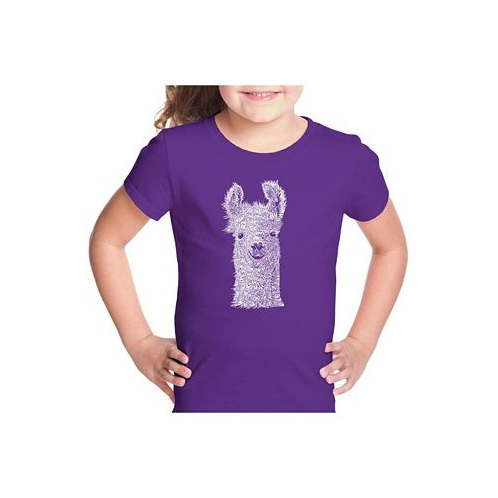 LA Pop Art Big Girls Word Art T-shirt - Llama