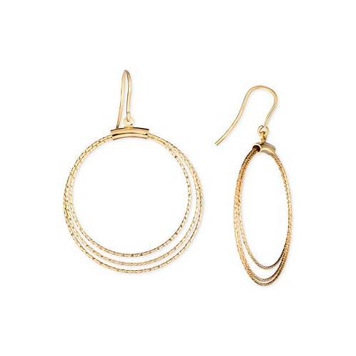Italian Gold Textured Multi-Circle Drop Earrings in 14k Gold-Plated Sterling Silver