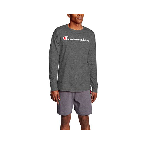 Champion Mens Script-Logo Long Sleeve Tshirt