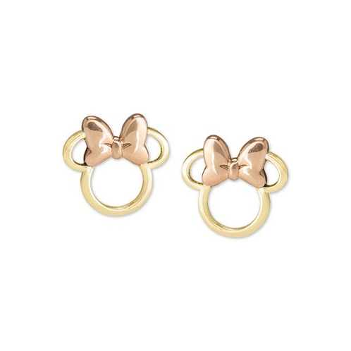 Disney Childrens Minnie Mouse Silhouette Stud Earrings in 14k Gold & Rose Gold