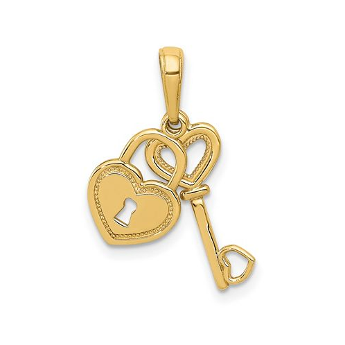 Macys Key and Heart Shaped Lock Pendant in 14k Yellow Gold
