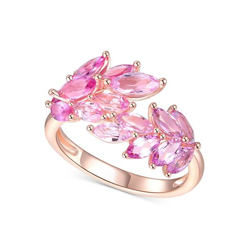Macys Lab-Grown Pink Sapphire Leaf Statement Ring (2 ct. t.w.) in 14k Rose Gold-Plated Sterling Silver