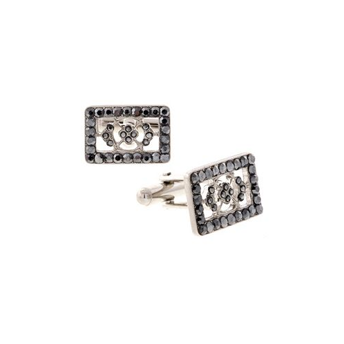 1928 Jewelry Silver-Tone Crystal Rectangle Cufflinks