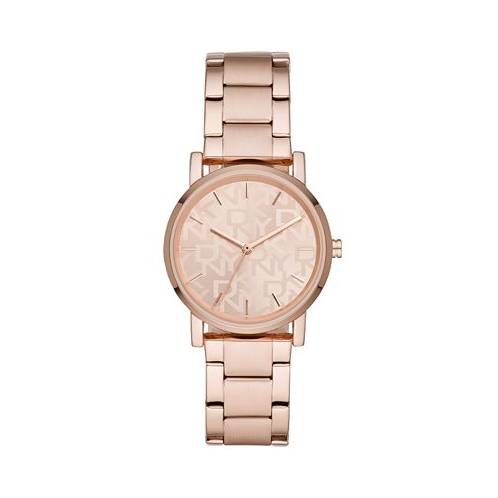 DKNY Womens Soho Rose Gold-Tone Stainless Steel Bracelet Watch 34mm