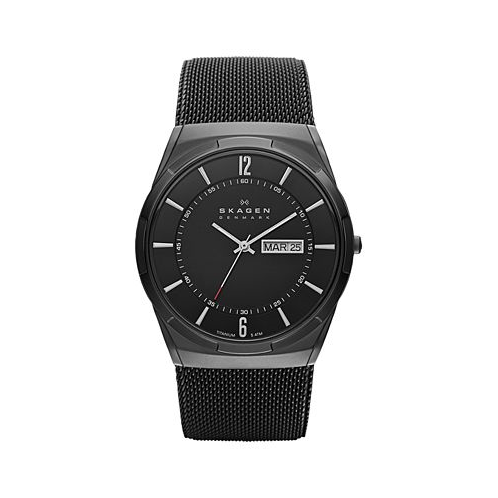 Skagen Mens Melbye Black Titanium Mesh Bracelet Watch 40mm SKW6006