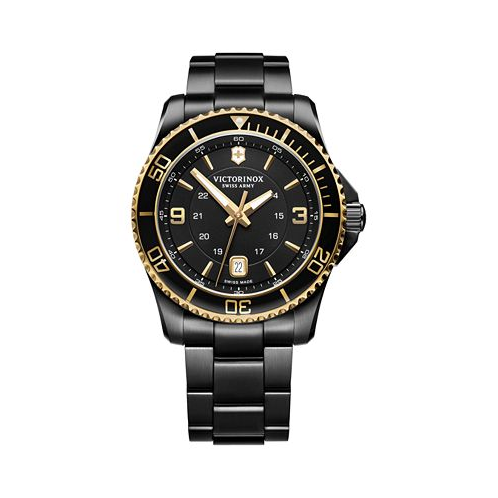 Victorinox Mens Maverick Black PVD Stainless Steel Bracelet Watch 43mm