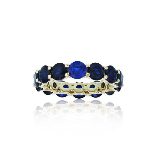 Macys Created Blue Spinel Eternity Band in 14k Yellow Gold Plated Sterling Silver