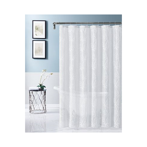 Dainty Home Stella 70 x 72 Chenille Embroidederd Shower Curtain