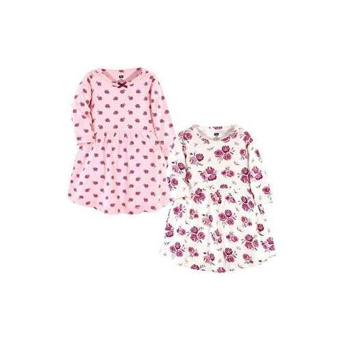 Hudson Baby Baby Girls Cotton Long-Sleeve Dresses 2pk Rose